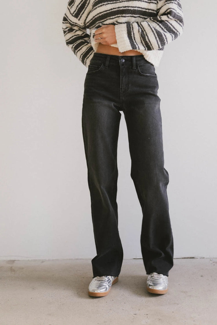 straight leg denim jeans in black