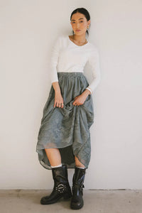 Woven embroidered skirt 