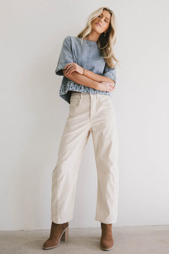 Lisette Barrel Jean in Ivory Courduroy - FINAL SALE