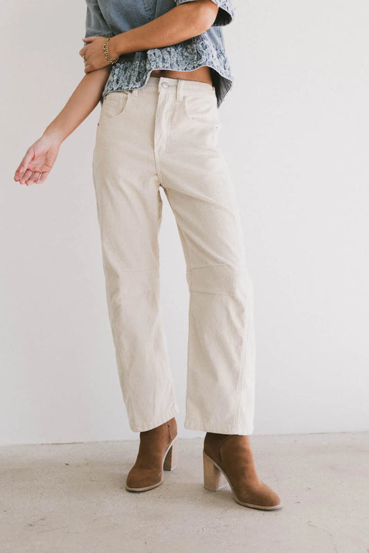 Lisette Barrel Jean in Ivory Courduroy