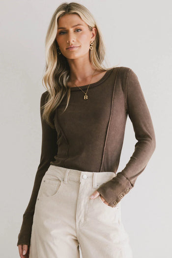 Sailor Ribbed Top in Brown - FINAL SALE