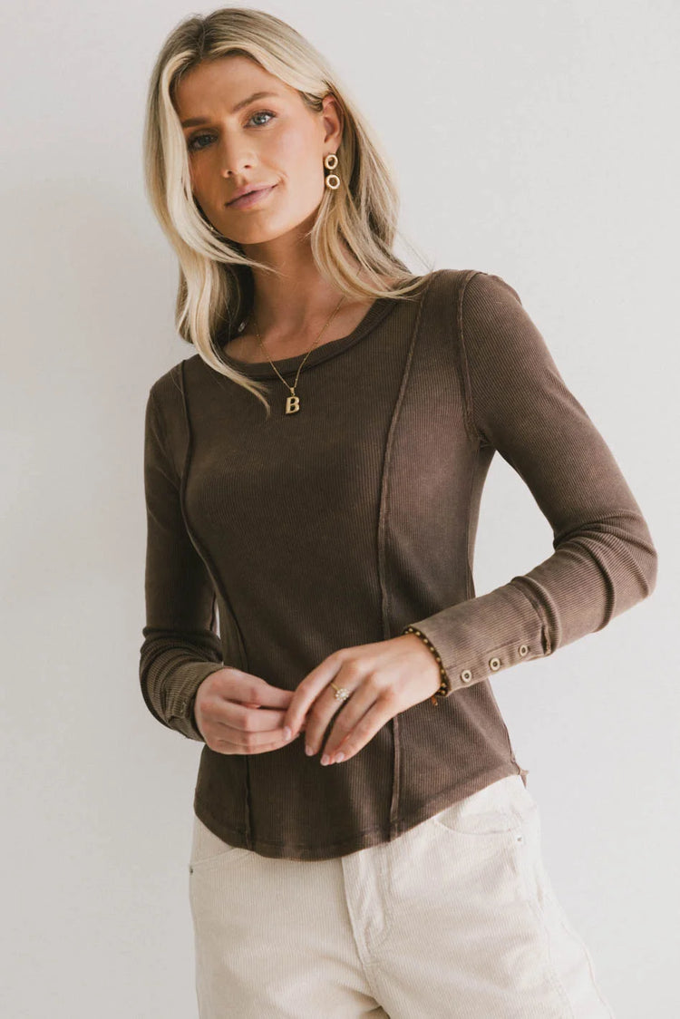 Sailor Ribbed Top in Brown