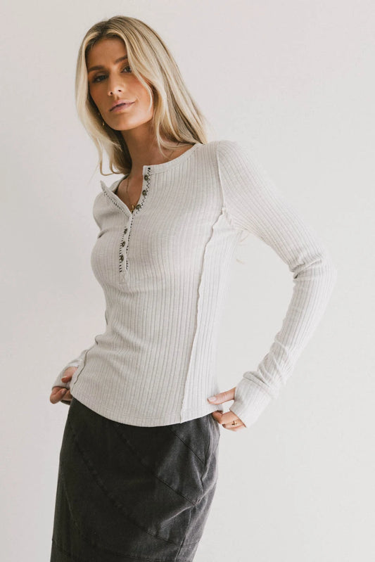 Emmilianne Ribbed Top in Grey - FINAL SALE