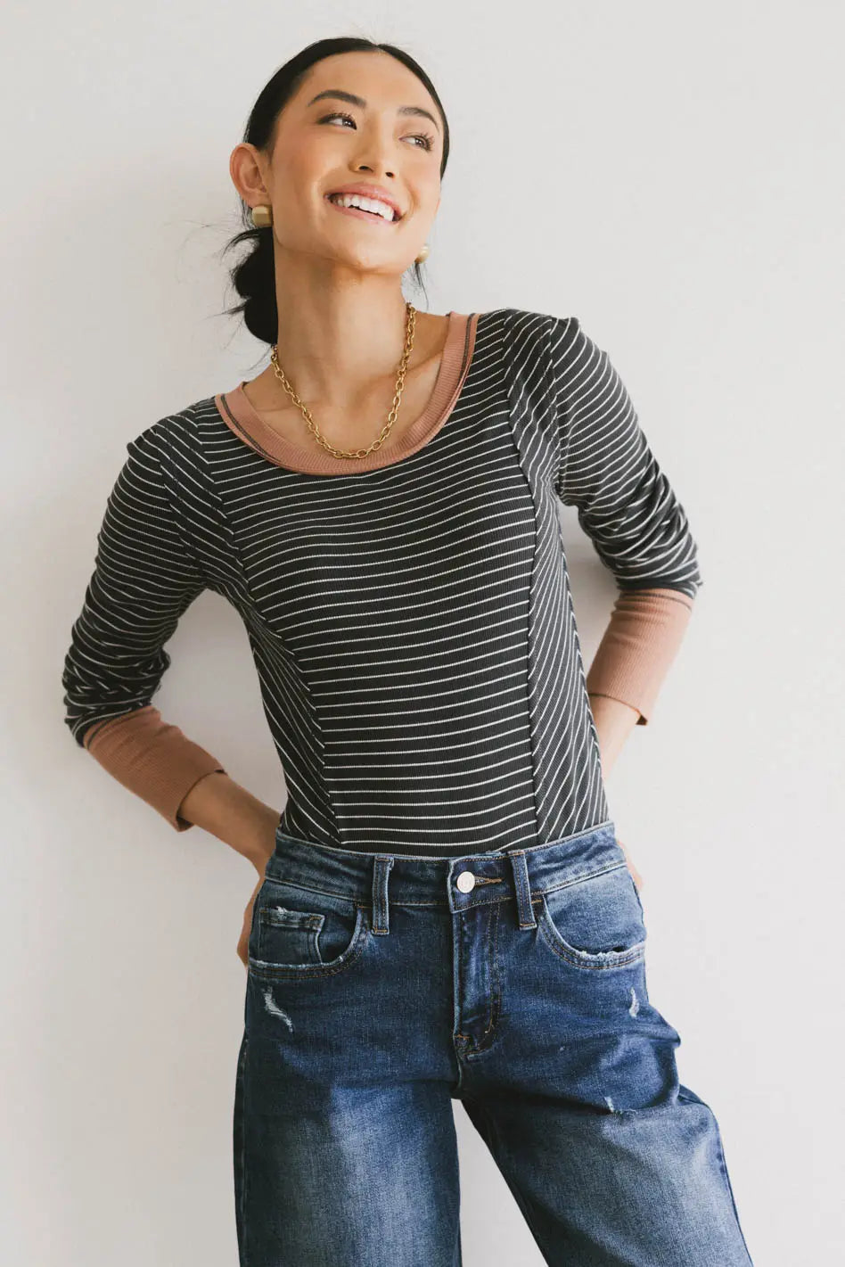 Alexandra Striped Top in Slate - FINAL SALE