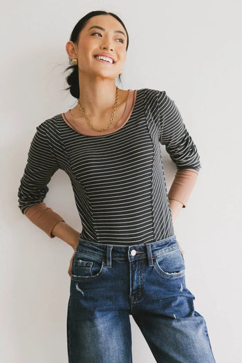 Alexandra Striped Top in Slate - FINAL SALE