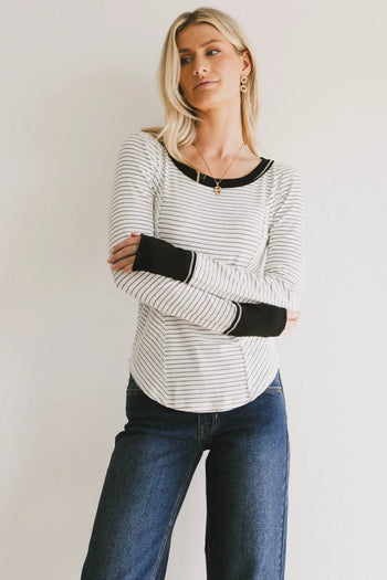 Alexandra Striped Top in White - FINAL SALE
