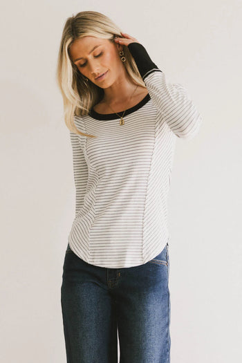 Alexandra Striped Top in White - FINAL SALE