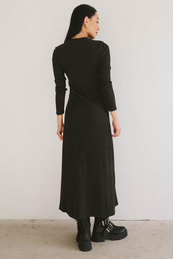 Lynette Ribbed Maxi Dress in Charcoal - FINAL SALE