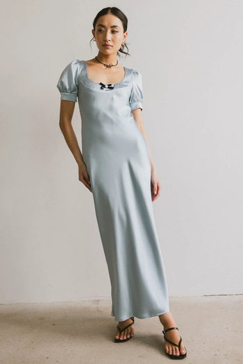 Satin dress in light blue 
