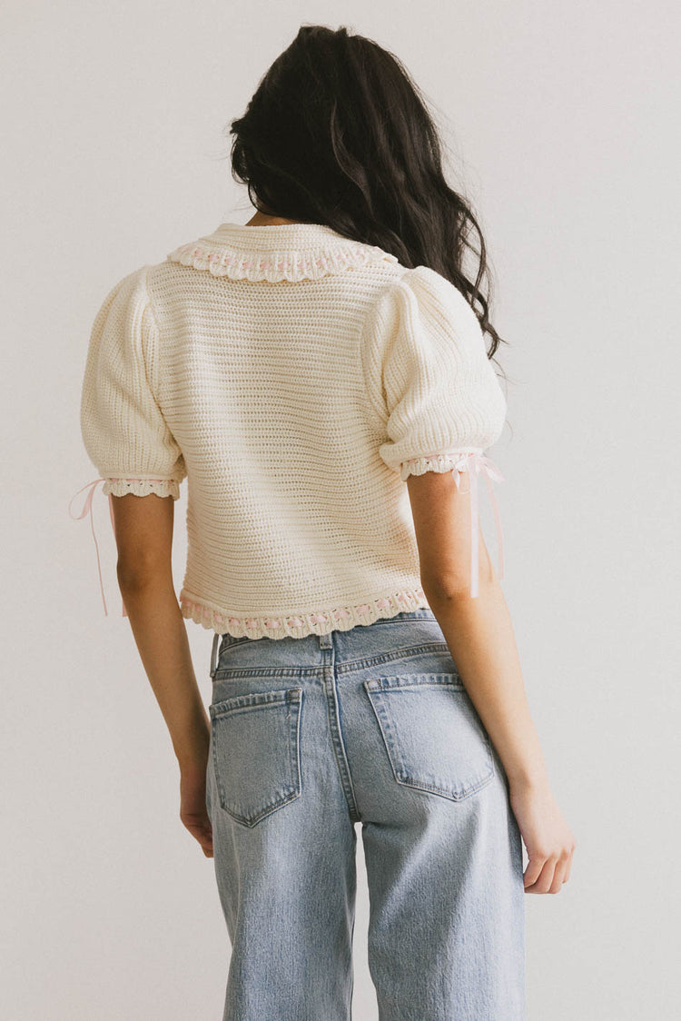 short sleeve collared knit short sleeve sweater