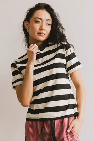 Grenna Striped Top in Black