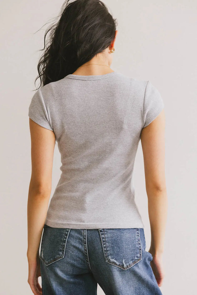 Plain color top in grey 