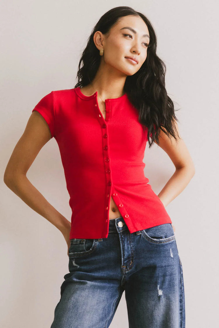 Short sleeves top in red 