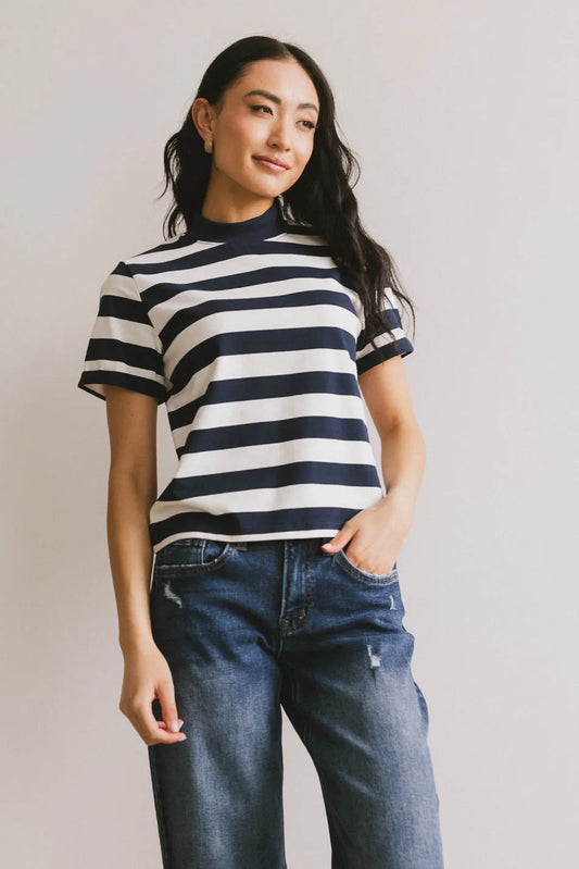 Striped top in navy 