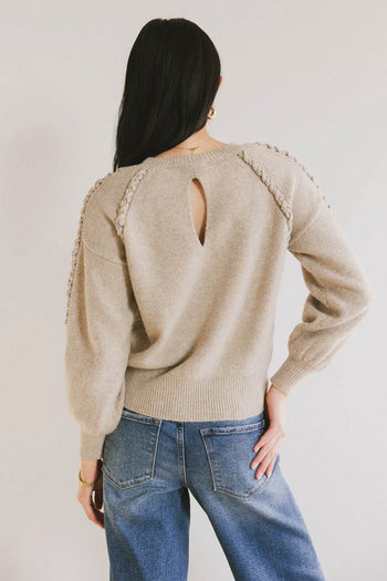 Leony Braided Sweater in Oatmeal - FINAL SALE