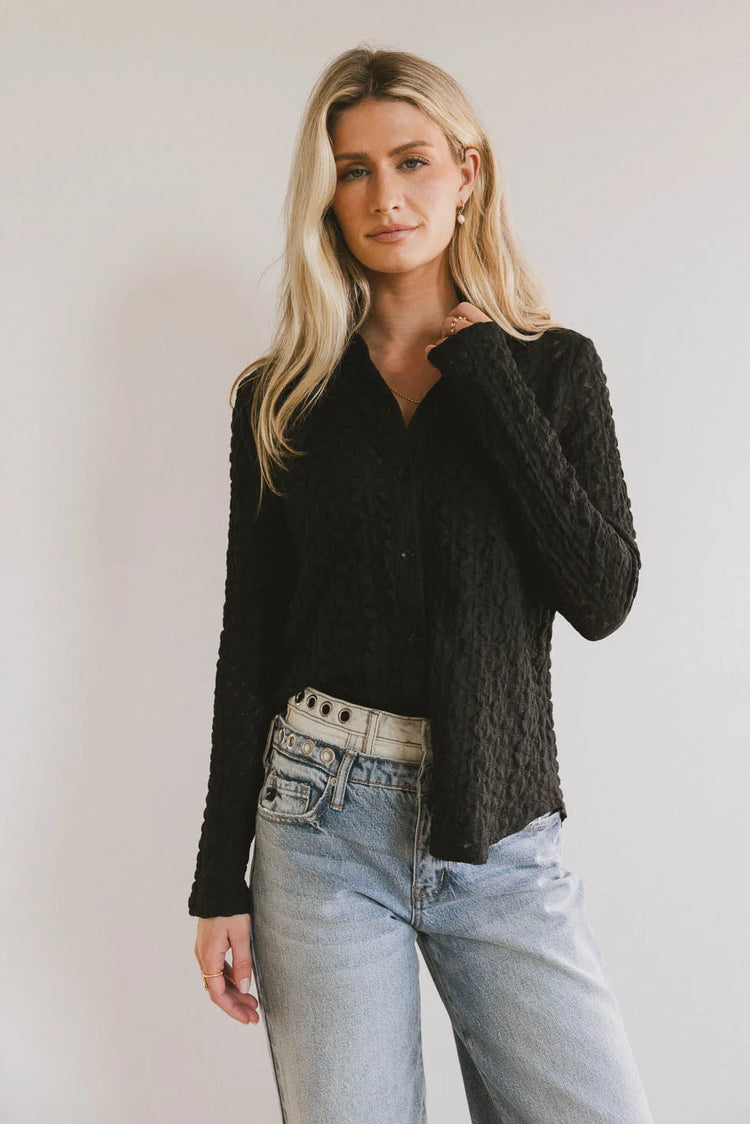 Button up top in black 