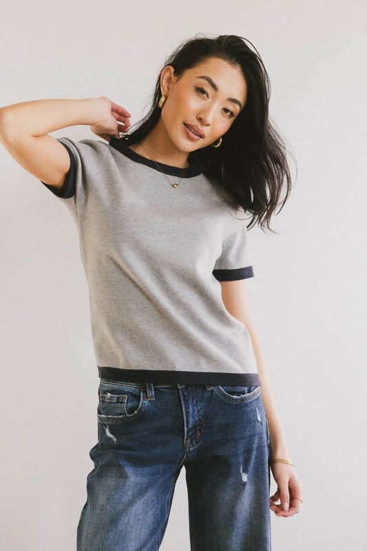 Short sleeves top in navy 