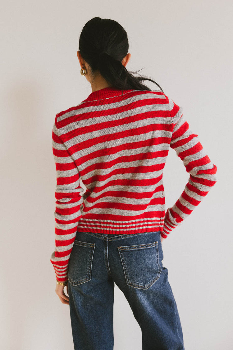 red striped knit cardigan