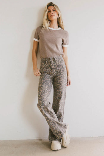 High rise denim in leopard print 