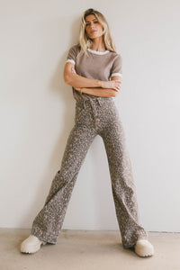 knit top with leopard pants