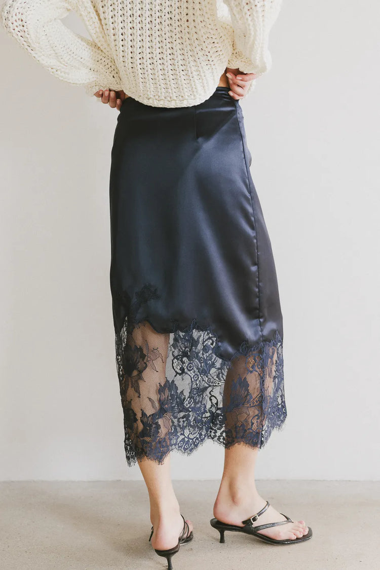 Plain color skirt in navy 