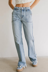 High rise denim in light wash 