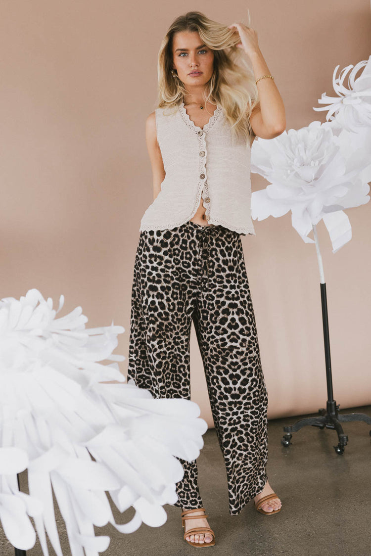 leopard wide leg pants