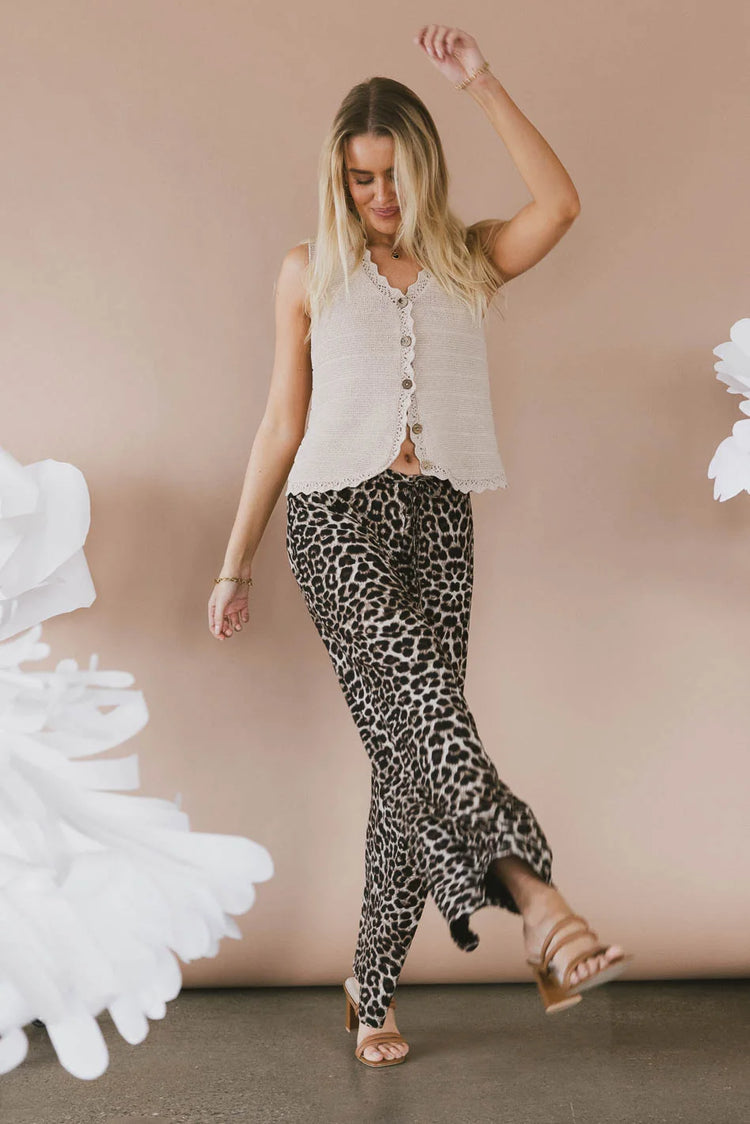 Woven leopard print pants 