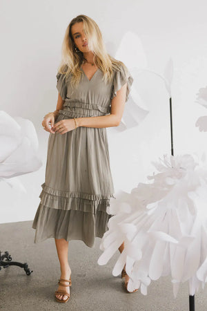 Willa Ruffle Dress in Sage - FINAL SALE