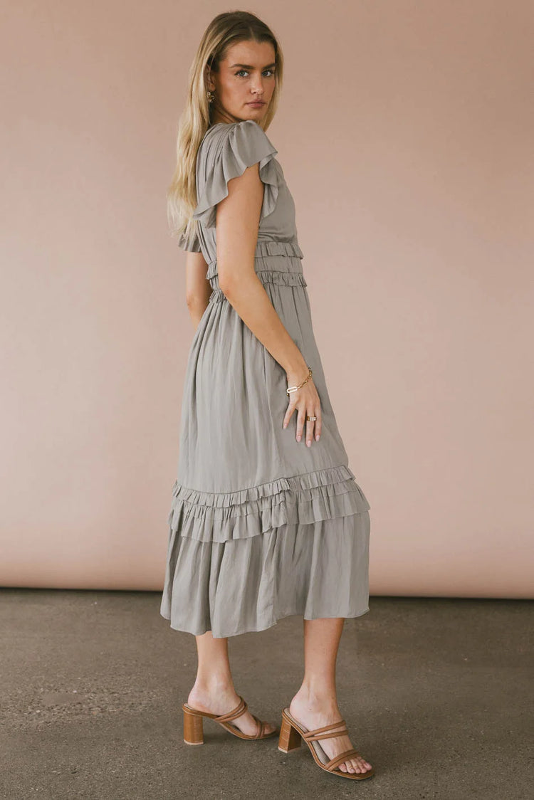 Ruffle sleeves dress in sage 