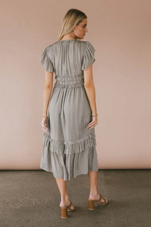 Willa Ruffle Dress in Sage - FINAL SALE