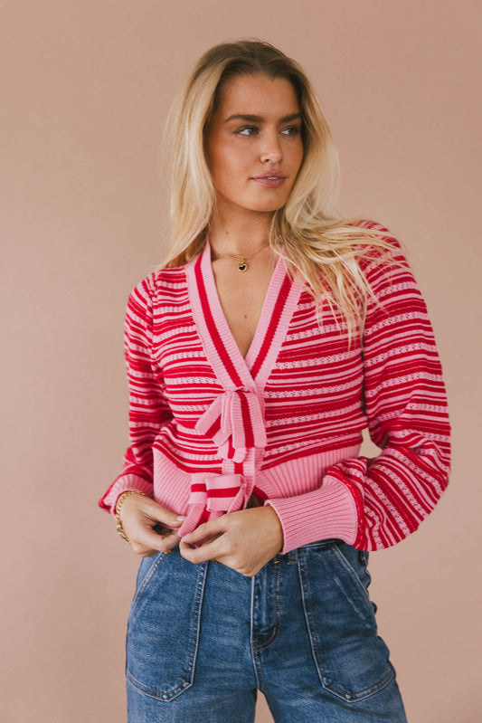 pink front tie knit