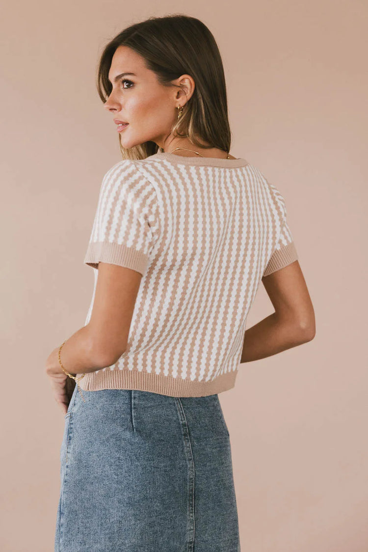 Striped top in taupe 