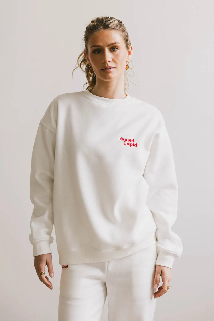 Long sleeves sweatshirt in white 