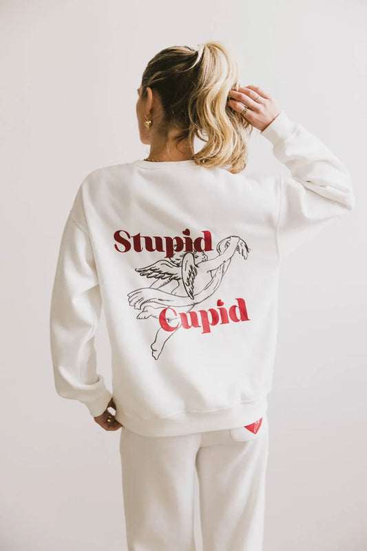 Back printed sweatshirt in white 