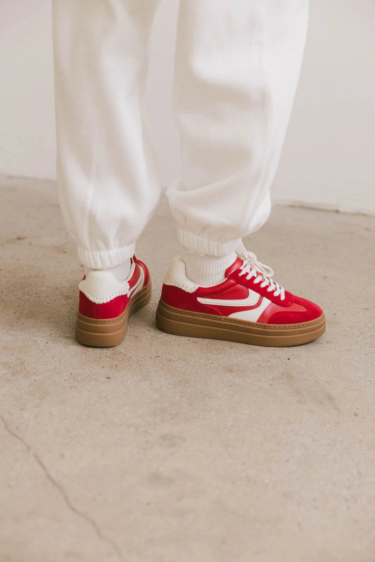 platform red sneakers
 