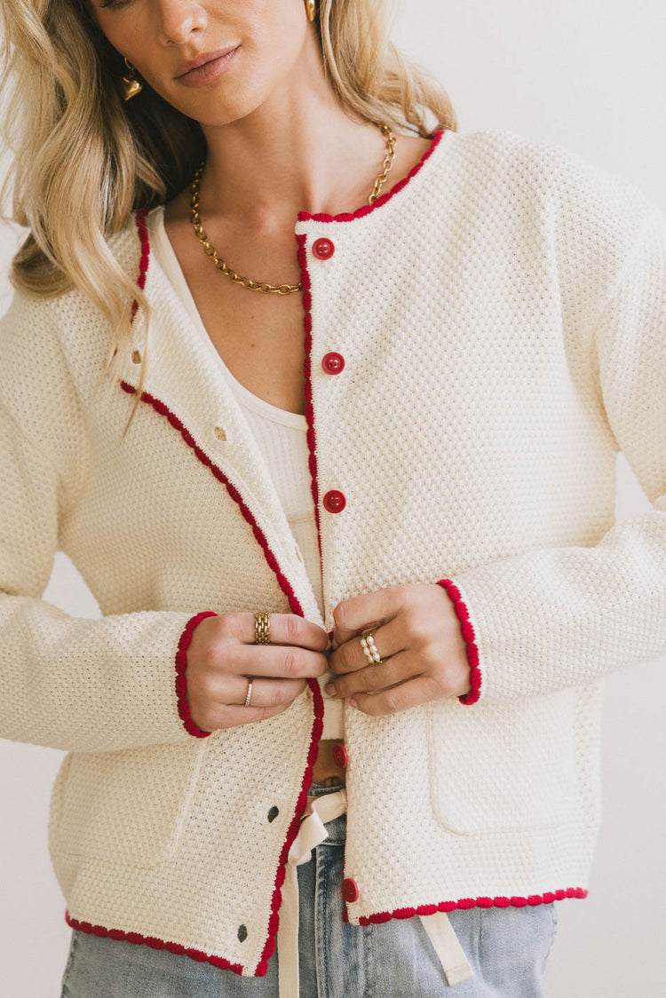 Button up cardigan in cream 