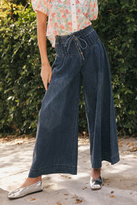 Melanie Wide Leg Pants in Dark Wash