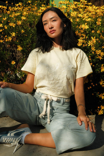 Citrus Embroidered Tee in Yellow - FINAL SALE