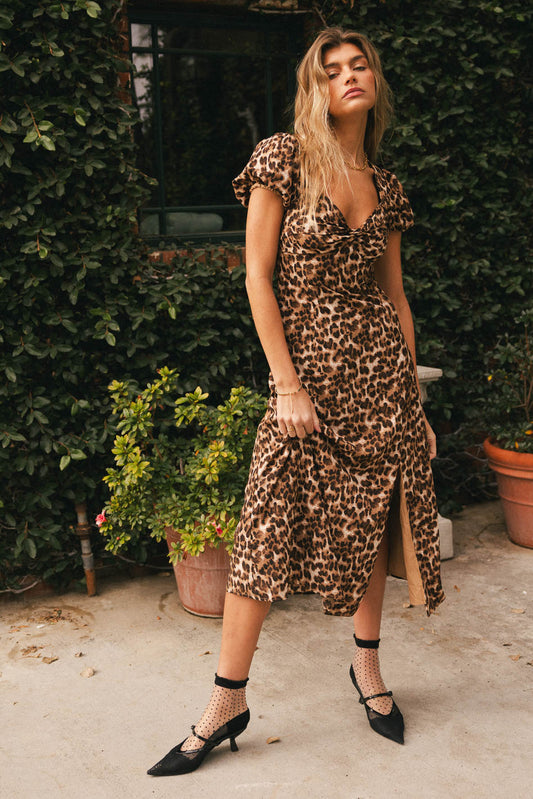 Meradith Leopard Print Midi Dress