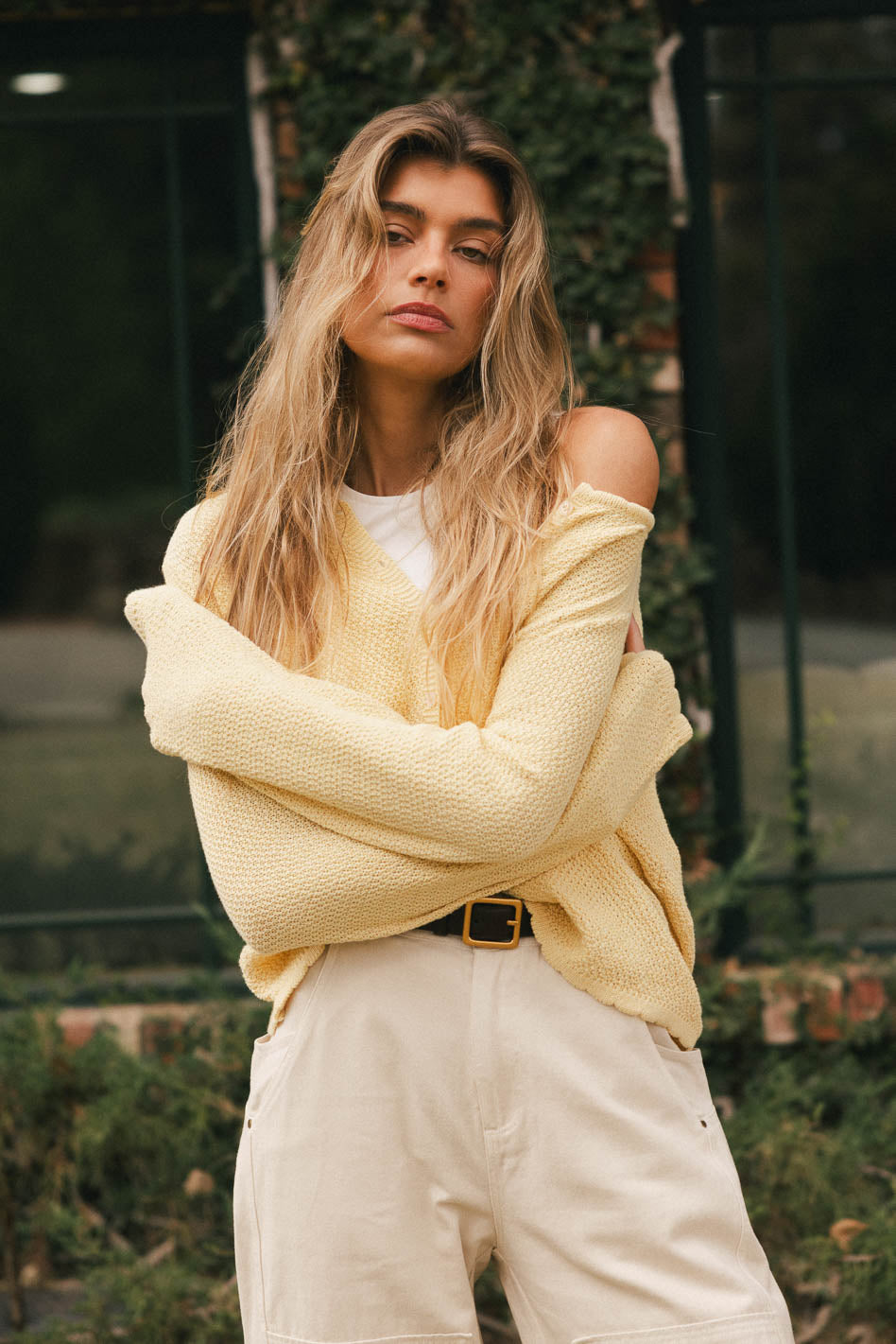 Azuline Knit Cardigan in Yellow