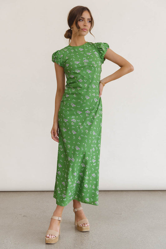 green floral print dress