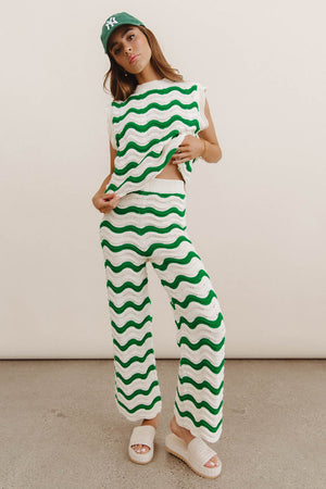 Elenor Knit Bottoms in Green - FINAL SALE