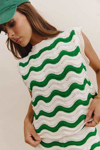 Elenor Knit Top in Green - FINAL SALE
