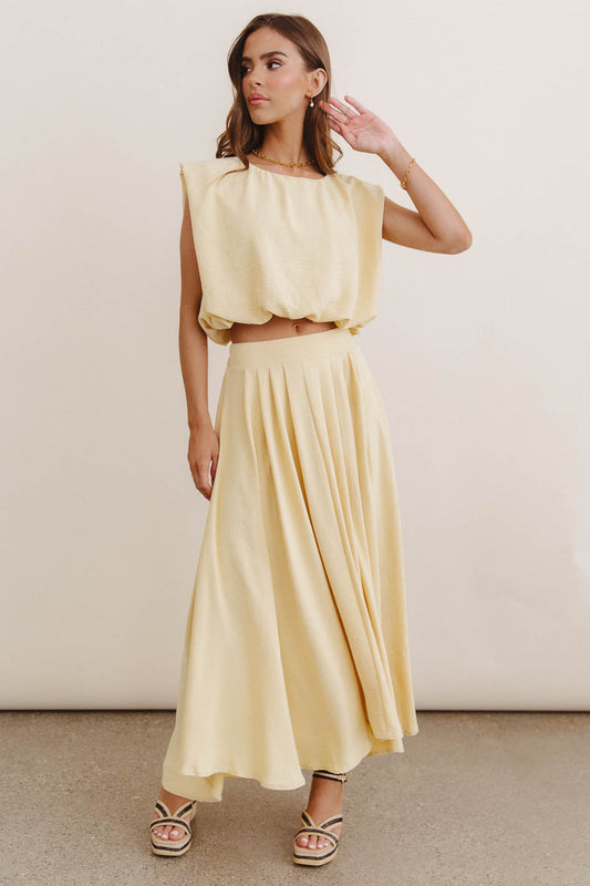 yellow maxi skirt