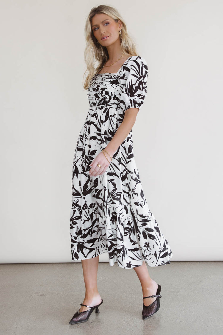 Midi dress in black and white 