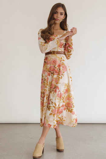 Woven midi dress in multi color 