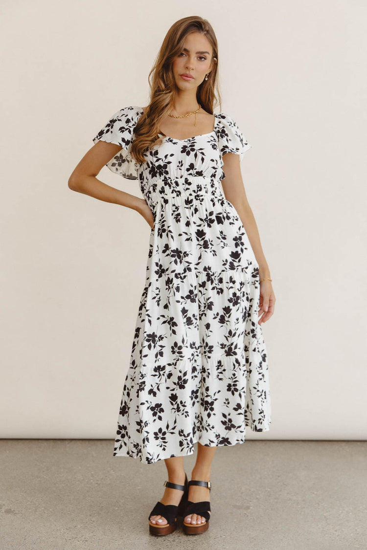 Black and white floral dress