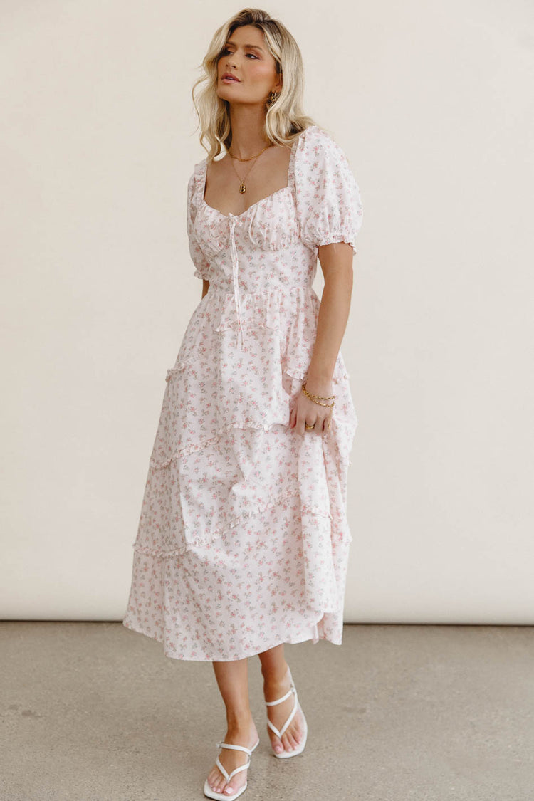 puff sleeve floral dress