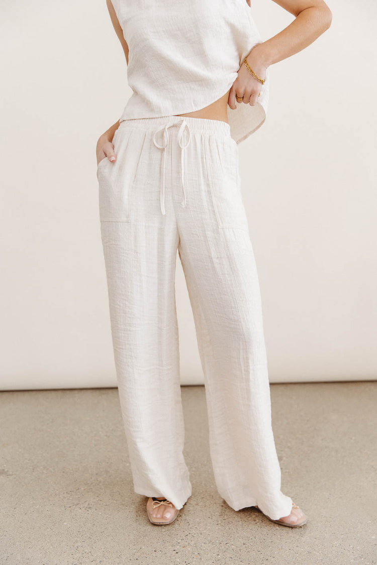 draw string waist cream pants